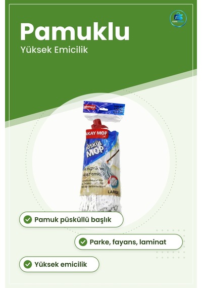 Mop Püsküllü Pamuklu Yüksek Emicilik Zemin Temizlik Paspası Ev İş