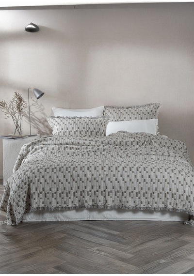 Ecocotton Merisa Gri %100 Organik Pamuk Çift Kişilik Yatak Örtüsü Gri
