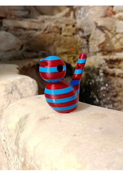 Bordo Mavi Çizgili 3d Sulu Düdük - Bülbül Sesi Oyuncak Bordo