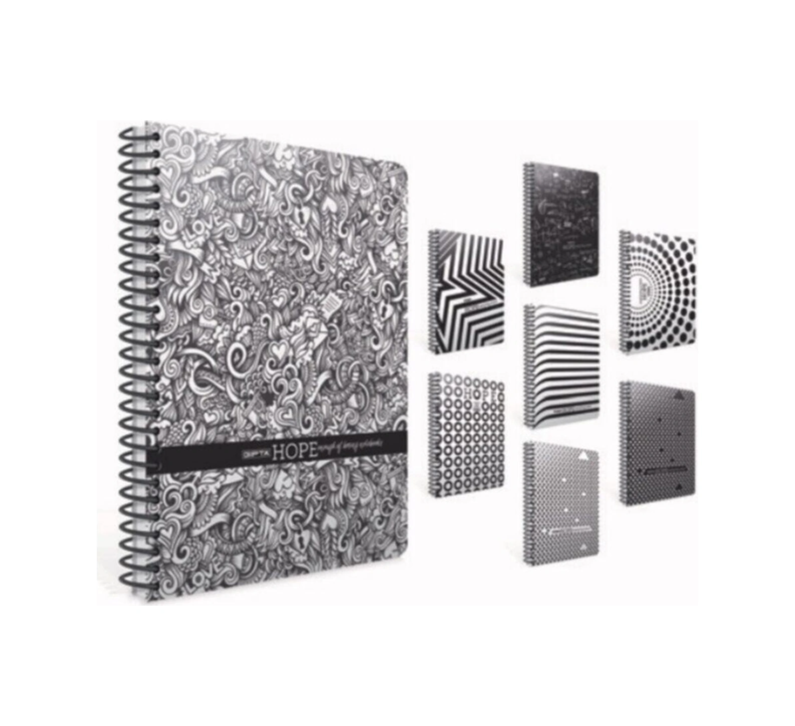 Hope Spiralli Karton Kapak Defter 19x26cm 100 Yaprak Kareli 4 Lü Paket 1197 Karışık