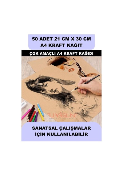 50 Adet A4 Kraft Kağıt 21x30 100 Gr. Yazıcı Uyumlu, Vintage Resim Kağıdı, Çocuk Etkinlik Kağıdı