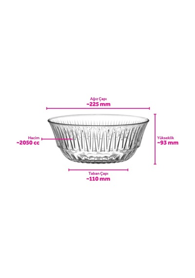 Lav Alinda Cam Salata Kasesi Tekli Ekstra Büyük 2050 ml (Sunum Kasesi , Hazırlık Kasesi)