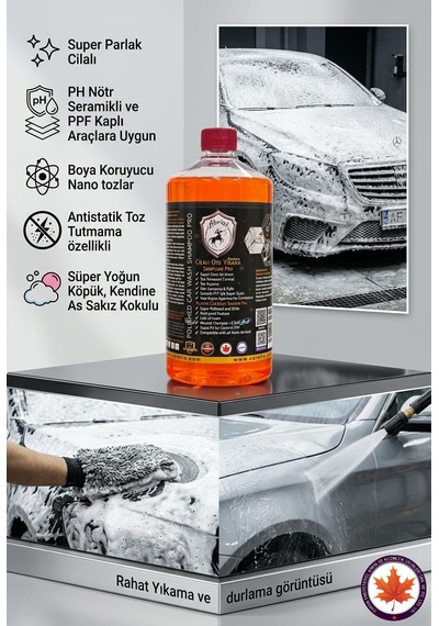 Cilalı Oto Yıkama Şampuanı 1kg Sakız Kokulu Yoğun Köpük + Sünger