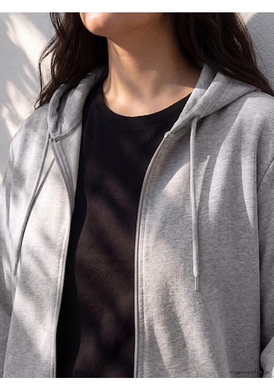 Lcw Curve Gri Büyük Beden Kadın Fermuarlı Sweatshirt