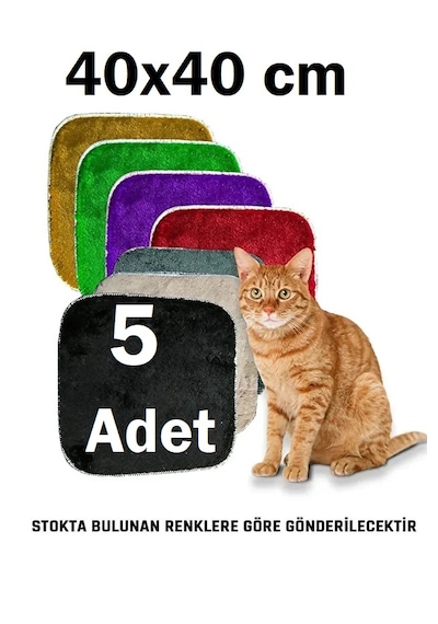 Pofuduk Kedi Halısı 5 Adet 40x40 Cm Yumoş Kedi Evi - Kulübeleri Boyutlarına Uygundur