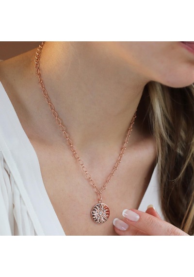 Özel Tasarım Rose Gold Kaplama Zirkon Taşlı Trend Gümüş Kolye Gümüş