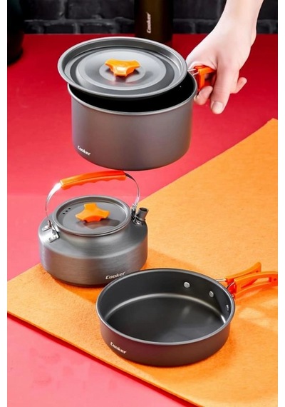 Cooker Kamp Pişirme Seti Siyah