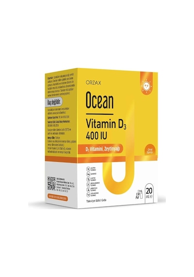 Orzax Ocean Vitamin D3 Sprey 400 Iu 20 Ml