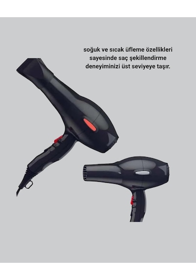 Mey İthalat Profesyonel 2200w Fön Makinesi Ac Motorlu, Hızlı Kurutma, Hafif Tasarım