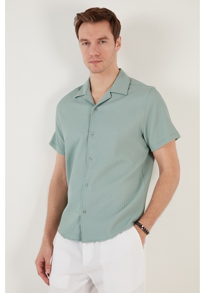 Buratti Apaş Yaka Kısa Kollu Regular Fit Erkek Gömlek Cf24S117842 Mint