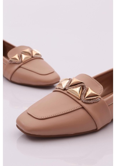Dgn 5001-23y Kadin Silver Taş Metal Tokali Loafer 5001-1423-R12632 Ten Rengi
