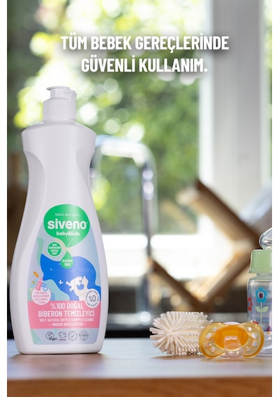 Siveno %100 Doğal Emzik ve Biberon Temizleyicisi Bitkisel Elde Bulaşık Sabunu Nemlendirici Vegan 500 ml