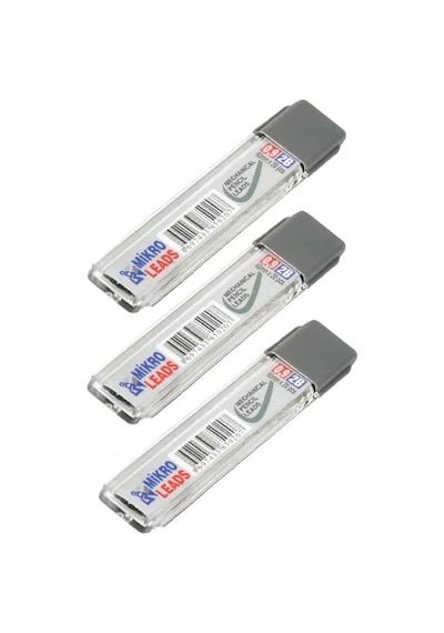 Kalem Ucu 2b 0,9 Mm 3 Adet Mekanik Uçlu Otomatik Kurşun Kalem Ucu 2b 60mm X 0,9mm Siyah Mikro U Tek Renk