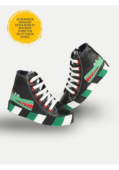 Timsah Ortopedik Destekli Siyah Erkek Çocuk Sneakers Siyah