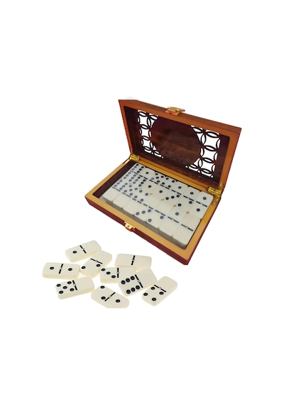 Lüks Ahşap Kutulu Türkiye Logolu Premium Domino Seti 28 Parça 6 Çift Aile Oyunu Yeni Yıl Hediyesi -c