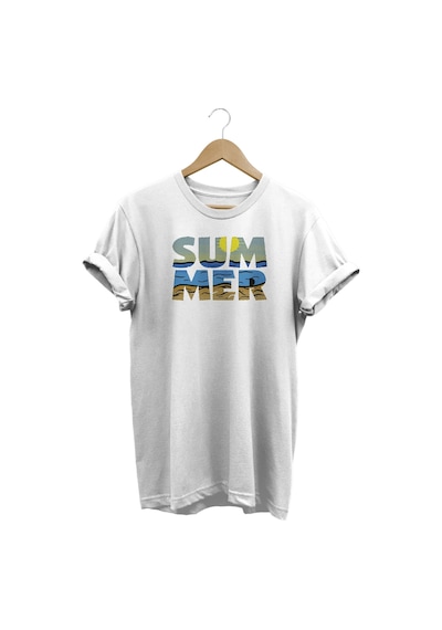 Summer Baskılı Beyaz T-shirt Beyaz