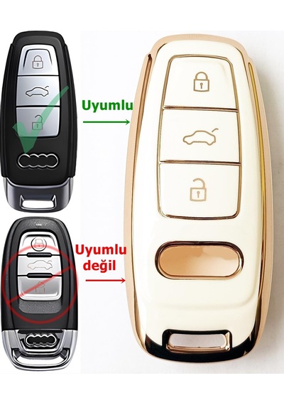 Audi Uyumlu Yeni A4 A5 A6 A7 A8 Q5 Q7 Q8 2019 Smart Beyaz Anahtar Kumanda Kabı Kılıfı Oto Anahtarlık