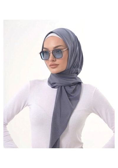 Alivascarf Pratik Hazır Çıtçıtlı Büzgülü Tesettür Şal gri