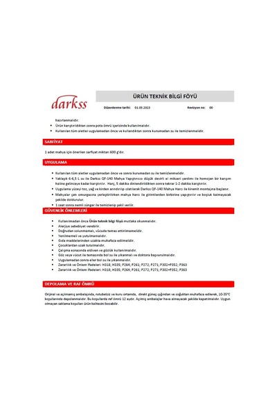 Mahya Yapıştırma Harcı, Kırmızı, 25 Kg, Darkss Qf 140 1 Palet 60 Adet