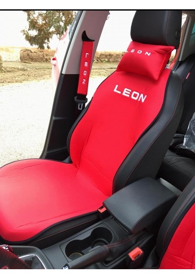 Seat Leon Nakışlı Ön İkili Oto Koltuk Minderi 2 Adet Boyun Yastığ