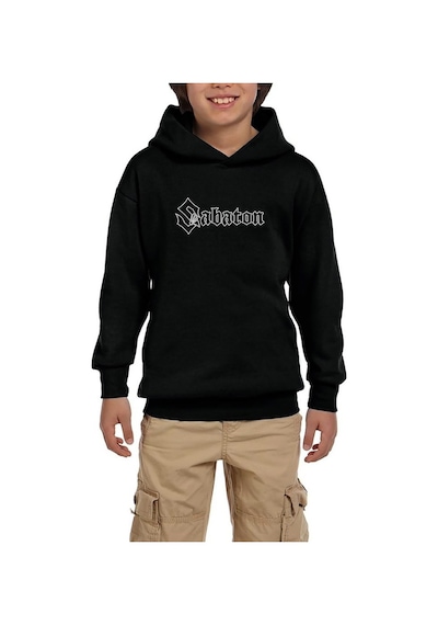 Zepplin Giyim Sabaton Logo Vector Siyah Çocuk Kapşonlu Sweatshirt