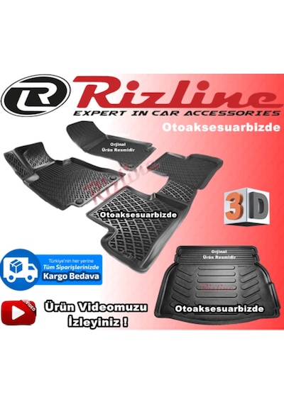 Mercedes C200 3D Paspas+Bagaj Havuz Siyah 2014-2019 Arası Rizline