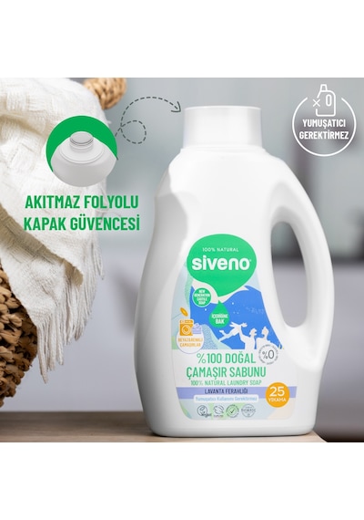 Siveno %100 Doğal Çamaşır Sabunu %100 Bitkisel Deterjan Kendinden Yumuşatıcılı Konsantre Vegan 750 ML