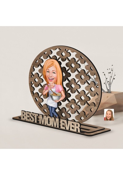 Bk Gift Kişiye Özel 3 Katmanlı Anne Karikatürlü Ahşap Biblo-12 Anneye Hediye, Anneler Günü Hediyeleri Kobitmeyen138168 Bk Gift