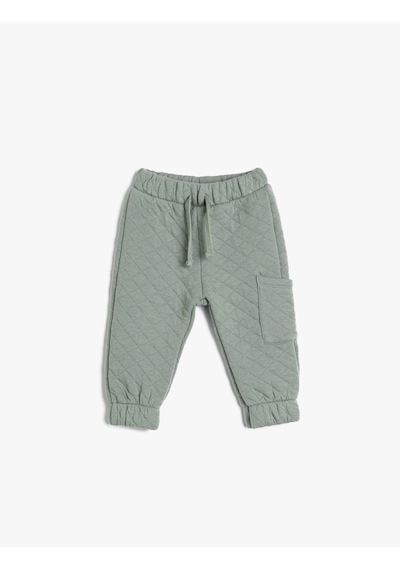 Koton Jogger Kapitone Eşofman Altı Beli Bağlamalı Cep Detaylı Pamuklu Yeşil 4wmb40026tk Yeşil