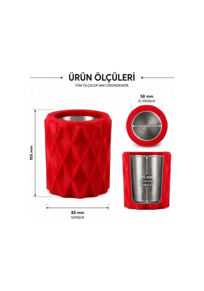 Ehlikeyf Elmas Desenli,1 Kadeh Yuvalı,metal İç Hazneli,termojelli Soğutucu Mermer Renk Diğer