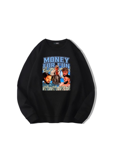Brz Collection Unisex Oversize Money For Fun Sweatshirt Siyah