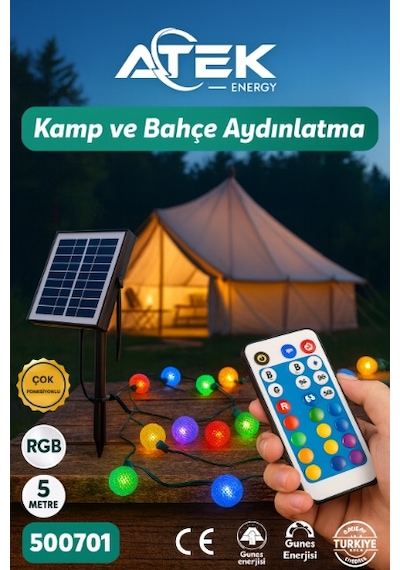River World Bahçe Aydınlatması Güneş Enerjili Solar Rgb Boncuk Çok Renkli
