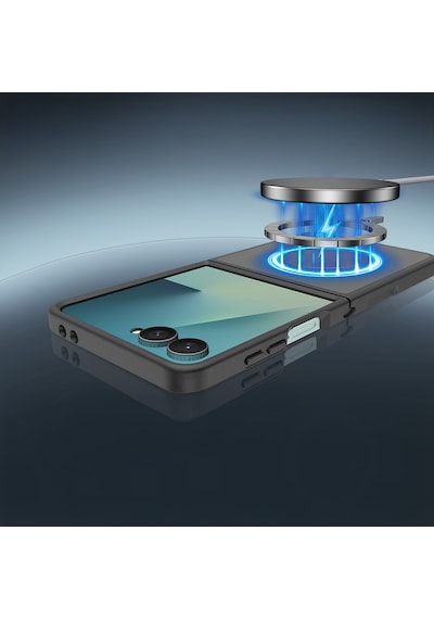 Galaxy Uyumlu Z Flip 7 Kılıf M-safe Şarj Özellikli Kamera Korumalı Zore Lunex Kapak Siyah