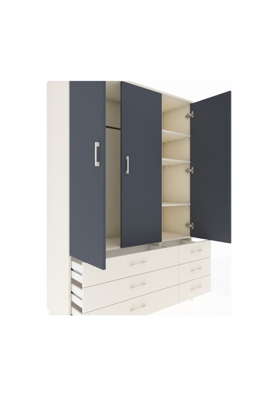 Hyperion Dolap 5 Raflı 6 Çekmeceli Tek Askılı 132x44x195 Aytaşı-antrasit/aytaşı Antrasıt/aytası Hyperion Dolap 5 Raflı 6 Çekmeceli Tek Askılı 132x44x195 Aytaşı-antrasit/aytaşı Antrasıt/aytası