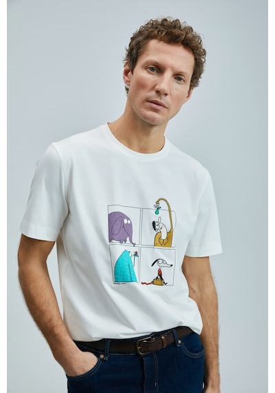 Lufian 111020254 Funky Modern Grafik Tişort Erkek T-shirt Beyaz