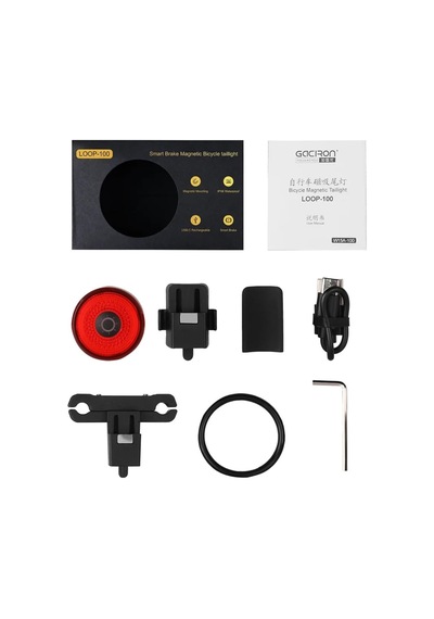 Gaciron Loop-100 Karbon Akıllı Fren Bisiklet Arka Lambası, Karbon Gövde, Ipx6 Su Geçirmez, Usb-c Şarj, 100 Lüme Çok Renkli