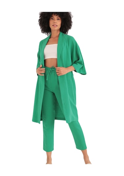Rahat Kesim Kimono Üst-yeşil