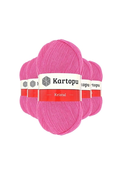 5 Adet Kristal Çift Katlı El Örgü Lif İpi Şeker Pembe K772