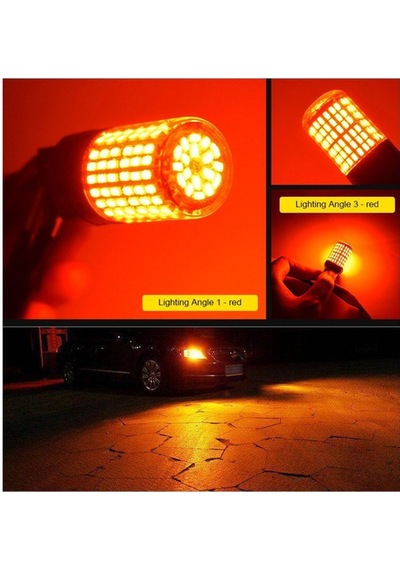 93 Tek Duy Led P21w 1156 Ba15s 144 Ledli Ultra Güçlü Kırmızı Işık 2 Adet