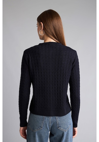 Defacto Regular Fit Bisiklet Yaka Düğmeli Dokulu Triko Basic Hırka H8479ax26wnnv131 Lacivert-nv131