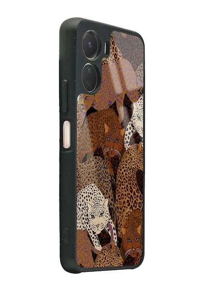 Vivo Y16 Leoparlar Tasarımlı Glossy Telefon Kılıfı Siyah