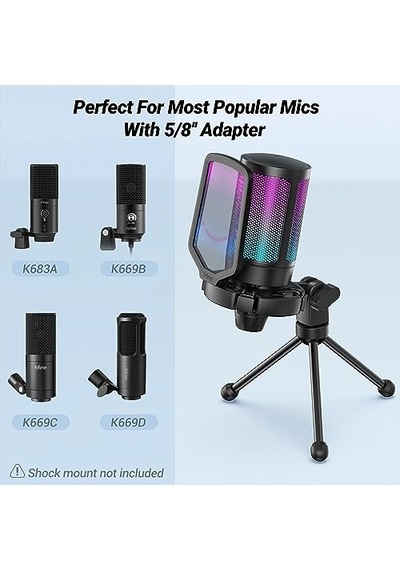 Fıfıne Kaymaz Kauçuk Ayaklı Masaüstü Mikrofonu İçin Tripod Standı, Sağlam Metal Yapı, Oyun, Podcasting, Toplantılar, Sohbet İçin Katlanabilir Masa Mikrofonu Standı