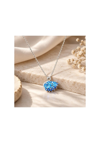 Blue Topaz Taşlı Kuğu Kolye Gümüş