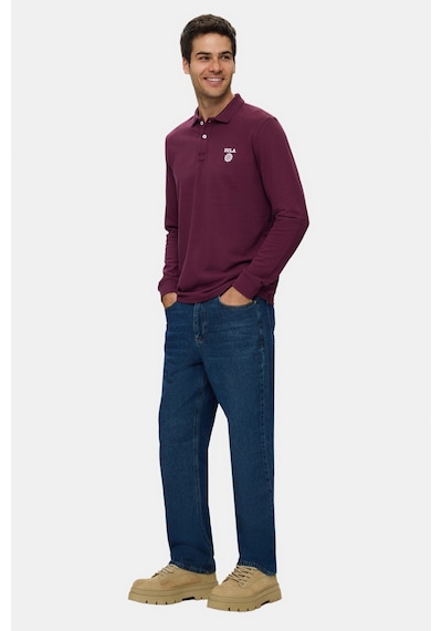 UCLA Maxwell Bordo Polo Yaka %100 Pamuk Baskılı Standard Fit Erkek Sweatshirt