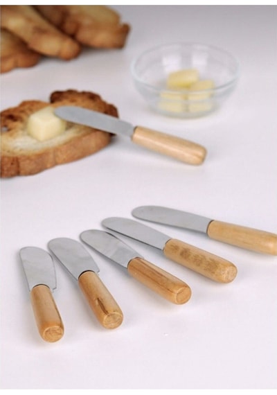10 Parça Bambu Saplı Kahvaltı Bıçağı Ve Peynir Sunum Bıçağı Seti - Tereyağı Bıçağı Nutella Bıçağı Çe Diğer