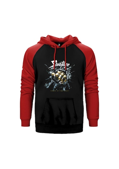 Savatage Power Of The Night Kırmızı Renk Reglan Kol Kapşonlu Sweatshirt Kırmızı
