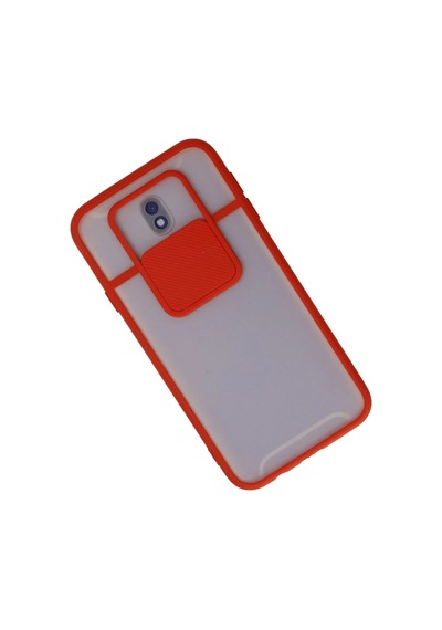 Newface Samsung Galaxy Uyumlu J7 Pro / J730 Kılıf Palm Buzlu Kamera Sürgülü Silikon Semeglbl - 63 - Kırmızı