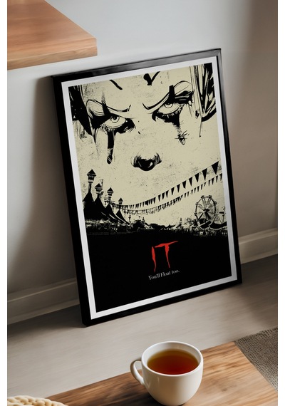 It Siyah Ahşap Çerçeveli Poster, Film Duvar Tablosu