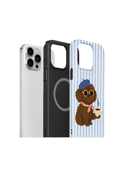 Apple iPhone Uyumlu 14 Pro Max Vorian Çift Katmanlı Magsafe Kılıf Cafe Dog Riviera