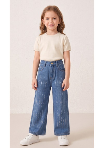 Storm Wear Çocuk Düz Taşlı Pantolon Mavi